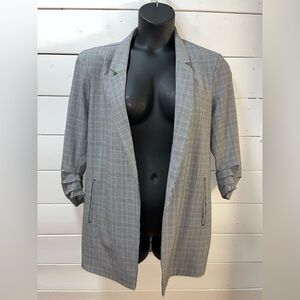 Gray Plaid Open Front Blazer – No Brand size XL